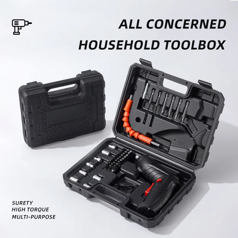 Multi-functional Electric Hand Drill Box, Rechargeable Screwdriver Tool Box Set with Extension Drill Set Precision Screwdriver