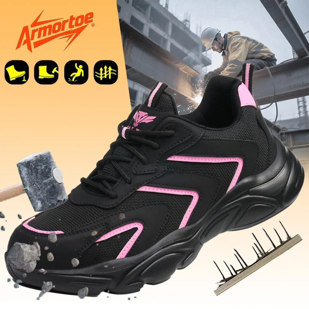 

ArmorToe Women's Steel Toe Safety Shoes Lightweight Breathable Anti-Impact Puncture Proof Anti-Slip Work Footwear #Armor2806