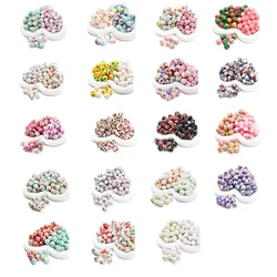 10Pcs New Silicone Beads 15mm Flower Print Round Beads For Making DIY Necklace Bracelet Pacifier Chain Baby teether Accessories