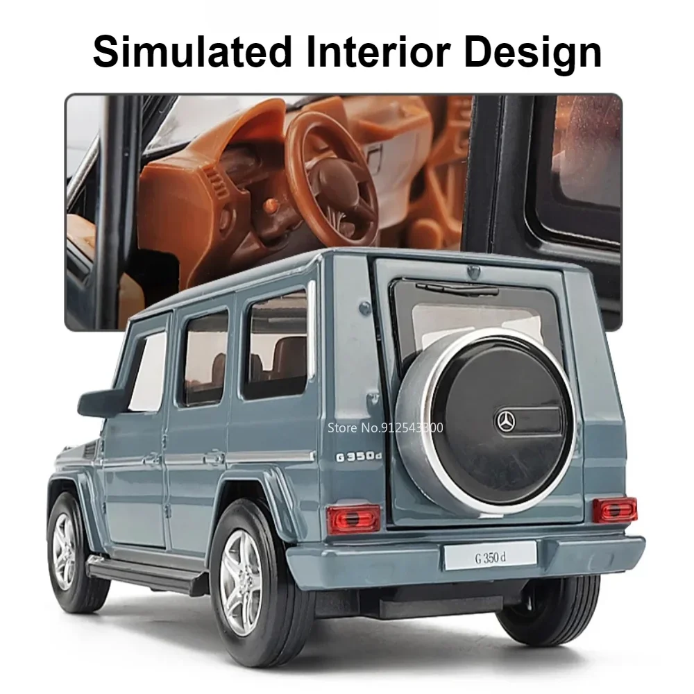 1/32 Mercedes-Benz G350D Alloy Car Model Toy Metal Diecast Pull Back Sound Light Children Ornaments Gift Collection Toys Models