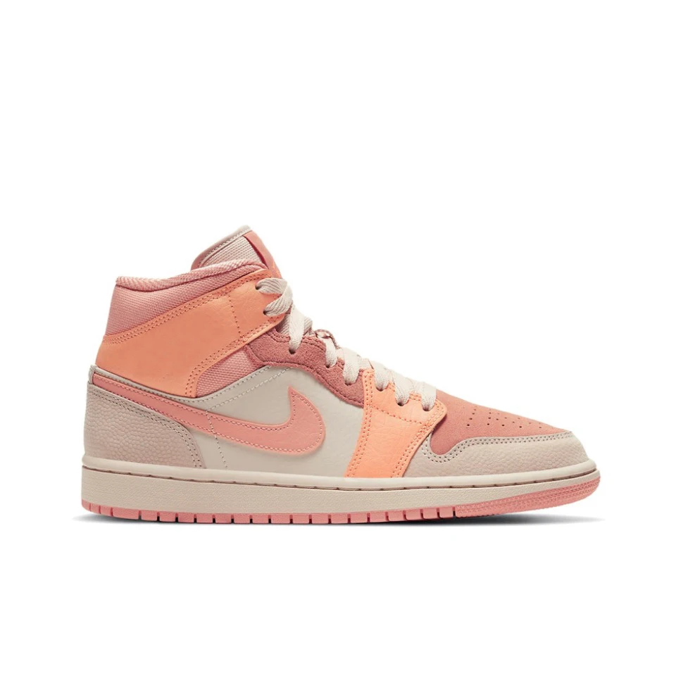 Original Air Jordan 1 Mid \'Apricot Orange\' Pink Color GS Size For Women Retro Classic Basketball Sneakers Shoes  DH4270-800