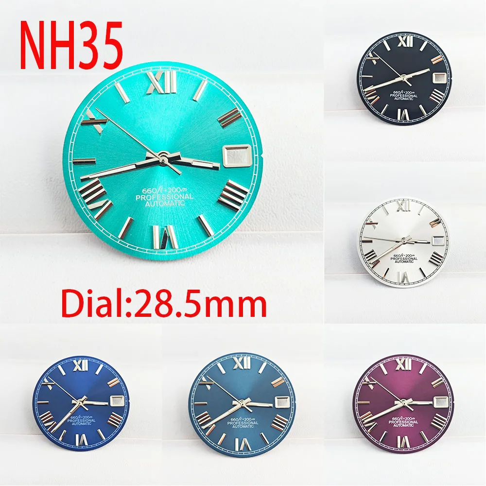 Men's Watch NH35 dial 28.5mm Roman numerals dial with date window suitable for NH35 NH36 automatic movement watch accessories