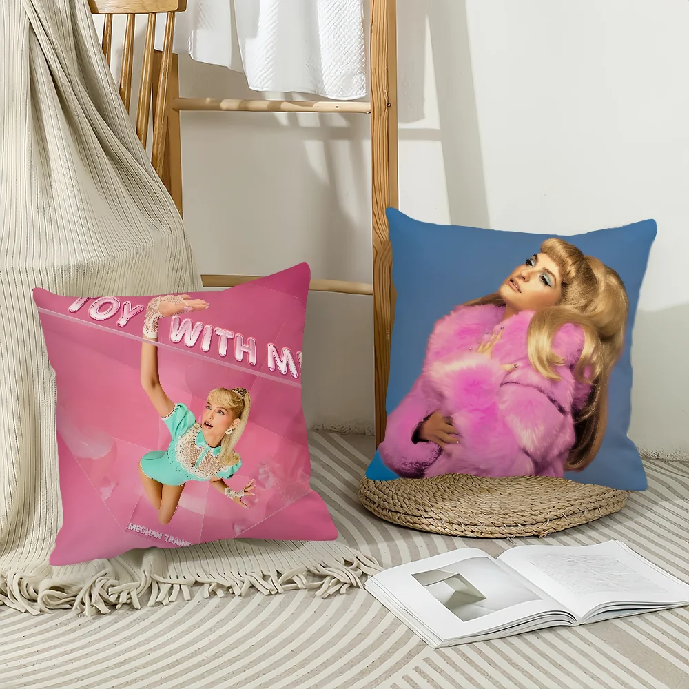 

Singer Meghan Trainor Toy With Me Pillow Case Home Decoration Cushion Cover Suitable For Bedroom Car Office Sofa