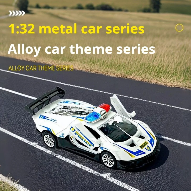 1/32 Automodell Lamborghini Diecast Legierung Polizei mit Zurückziehen Metall Sportwagen Modell für Jungen Geburtstagsgeschenk