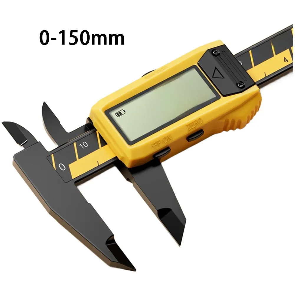 Digital Caliper 150mm High Accuracy 0.1mm Resolution LCD Screen Fiberglass Body for External Internal Depth Step Measuring