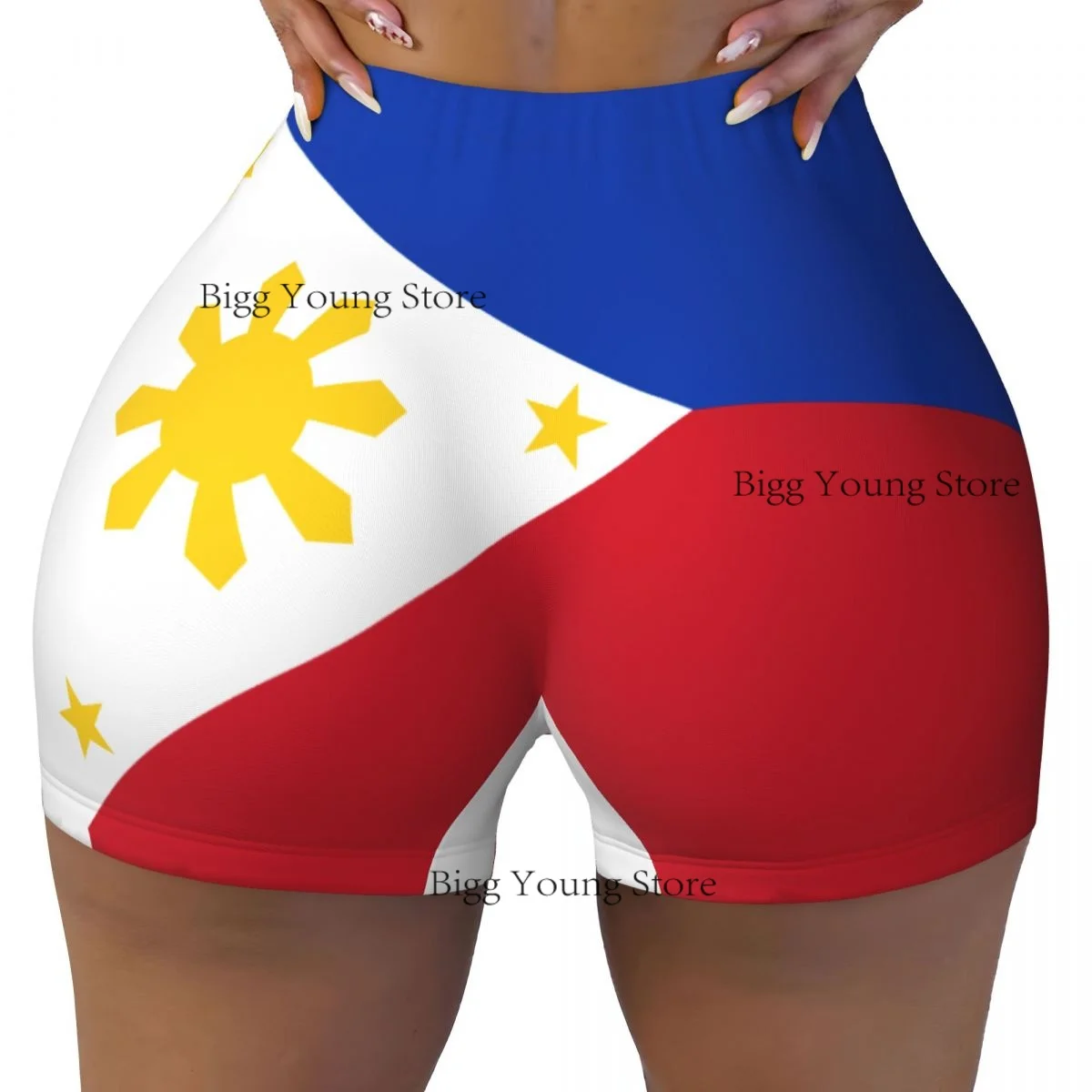 Women's Yoga Shorts Flag Of The Philippines Style Scrunch Booty Butt Lifting Comfort Fitness Gym Booty Shorts Training Shorts