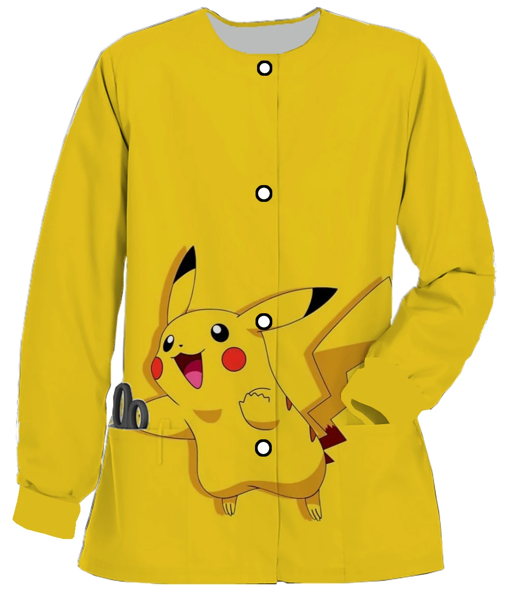 Women's pocket cardigan Pikachu series women's pet shop veterinary nursing clothes hospital nursing dental work clothes