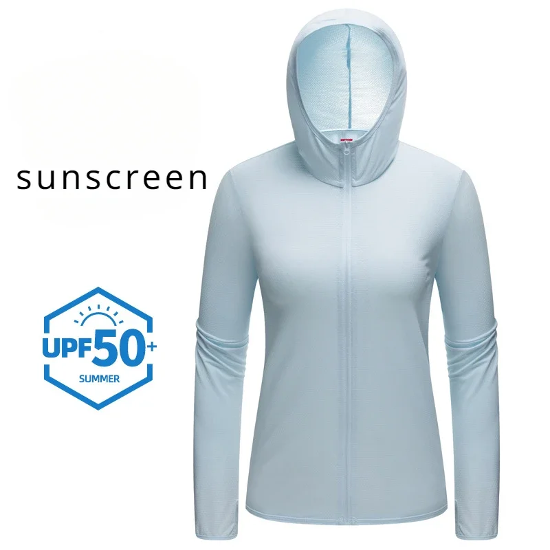 Upf 50+ Men UV Protection Sunscreen Coats with Hooded Woman Quick-dry Jacket Clothing New Summer Ice Silk Sunscreen Blouse Tops