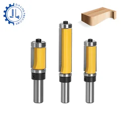 Straight 12mm Shark Router Bit with Bearing Set Woodworking Wood Hand Carbide Router Bits for Wood Flush Trim Rourter Bit 1/2