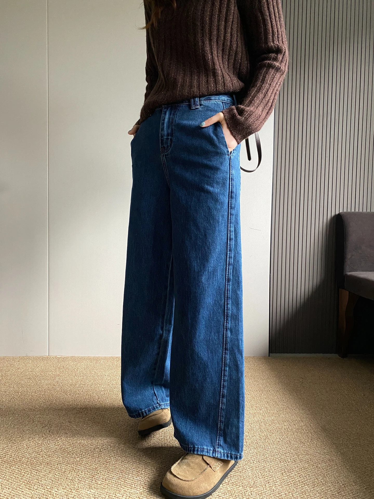 

Джинсы женские с высокой талией и широкими штанинами, синие, весна 2026, новинка, повседневные, удобные, свободного кроя, джинсовые брюки