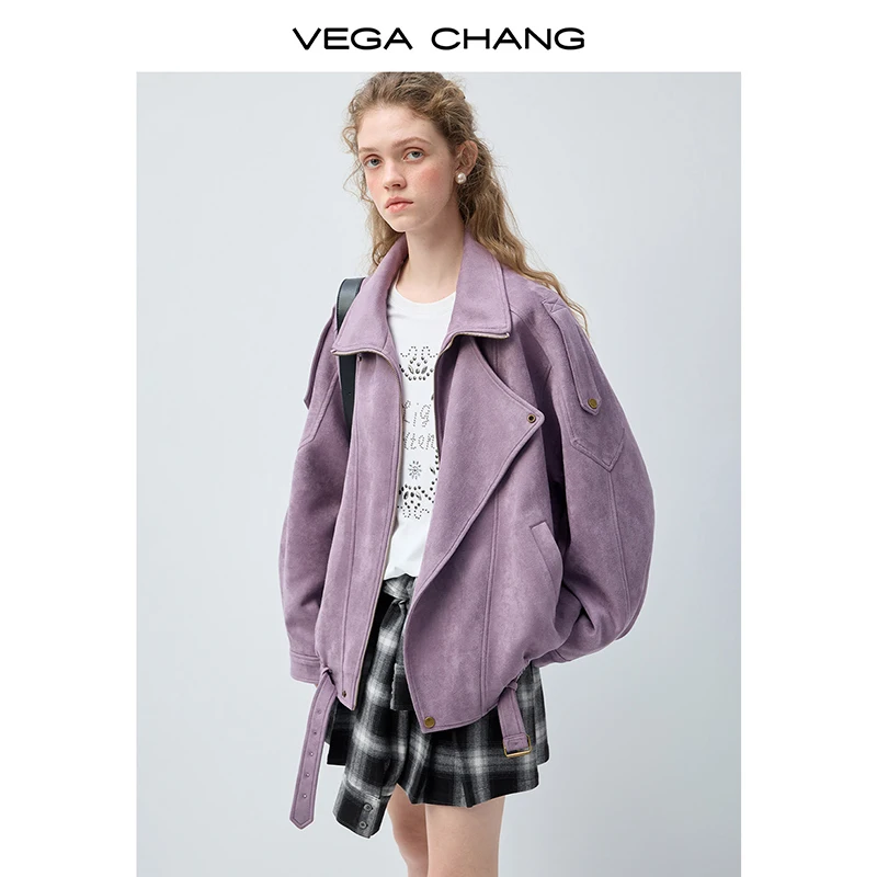 سترة نسائية جديدة من فيغا تشانغ لفصلي الربيع والخريف، مصنوعة من الجلد الصناعي بملمس مميز، تصميم عصري على الطراز الكوري