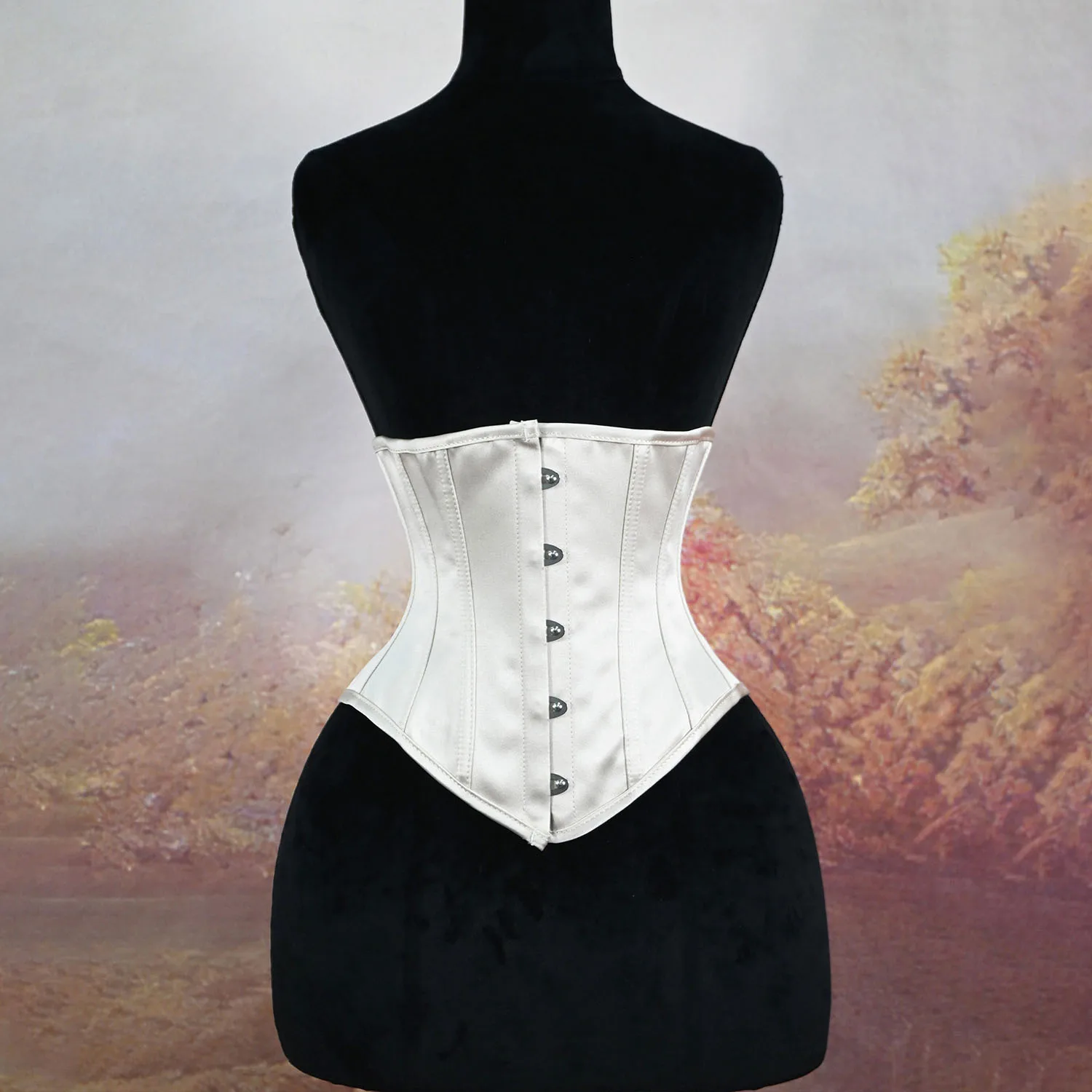CEINTHROENZ 5 Busk Wedding Corset Satin Lace-Up Waist Trainer Court Style Shaping Bustier for Bridal Gown