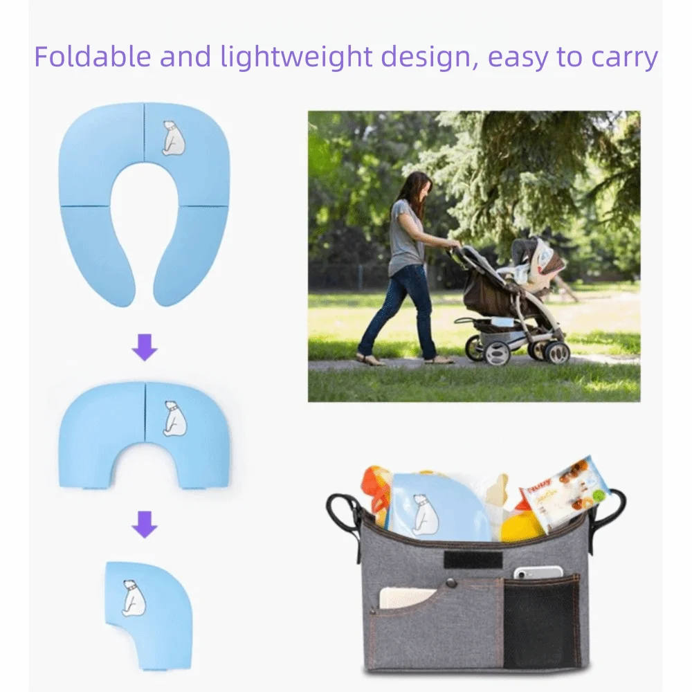 Foldable Baby Travel Toilet Seat Washable Cartoon Potty Seat Cover Non-Slip Suction Cups Travel Potty Seat Shopping Malls