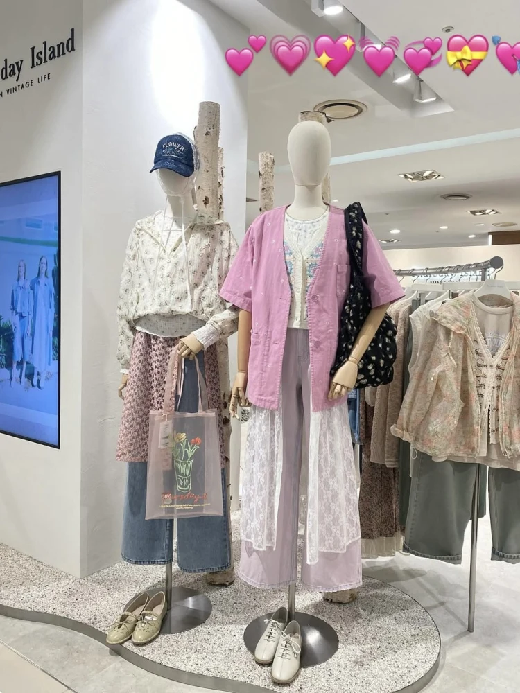 

Nok Xiaola Authentic Summer 2025 Brand Island V-ne ort Sve Embroidered Floral Jaet Women's Commute Sle Cotton Blend