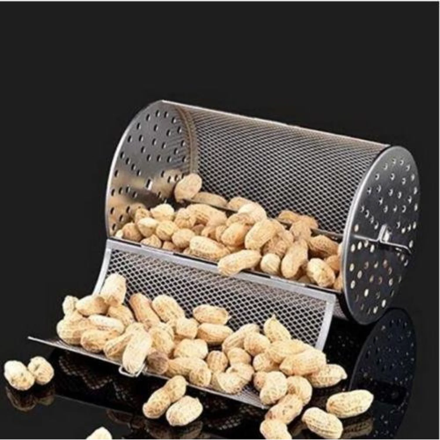 Beans Peanut Coffee Roaster Drum For BBQ Rotisserie Ovenware Capacity18X12cm Baking Nuts Coffee Beans Peanut Outdoor Grill BBQ