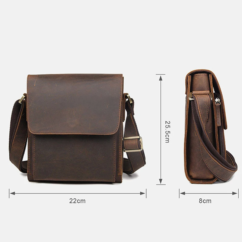 100 Genuine Leather Men Shoulder Bags Husband Crazy Horse Leather Messenger Bag Vintage Real Cow Leather Crossbody Bag Fo Men