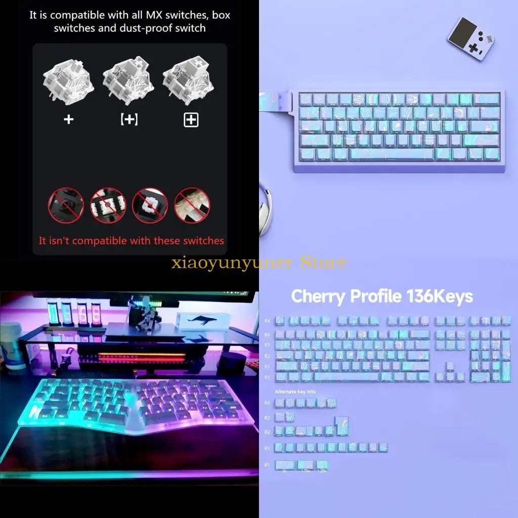 P9JB 136PCS Keycap Side Print Backlight keyaps PBT Keycaps For Machinery Keyboards