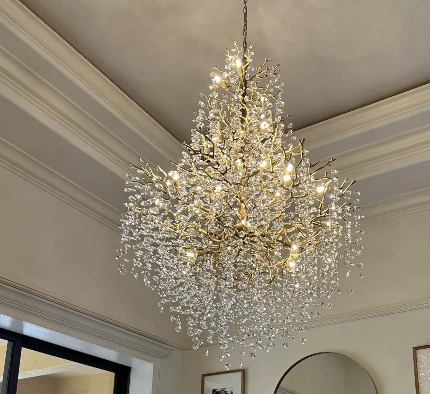 Large Ginko Leaf Chandeliers For Duplex Staircase High Ceiling Porcelain Leaf Pendant Hanging Chandelier For Vila Lobby Hotel