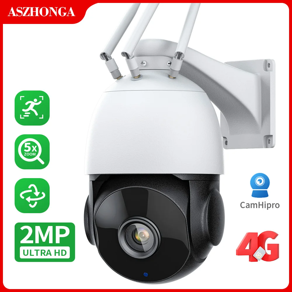 Aszhonga 4G Camera 1080P Wifi Beveiliging Ip Camera Draadloze Ptz 2MP 5X Zoom Hd Dome Cam Camhi IP66 waterdichte Cctv Surveillance