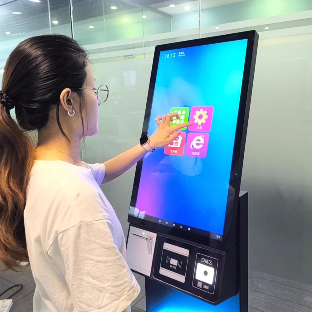 Payment Kiosk With Printer NFC Card Reader Convenience Store Floor Stand Touch Screen Self Ordering QR Scanner