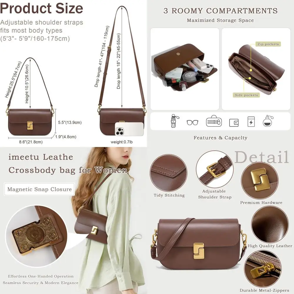 

Women's Soft Leather Crossbody Bag with Top Handle and Removable Shoulder Straps