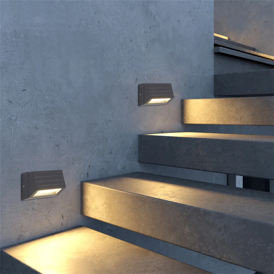 3/6/10W Outdoor LED Stair Light Surface Mounted Step Light Waterproof Wall Corner Lamp Outside Footlight Staircase Wall Lamp