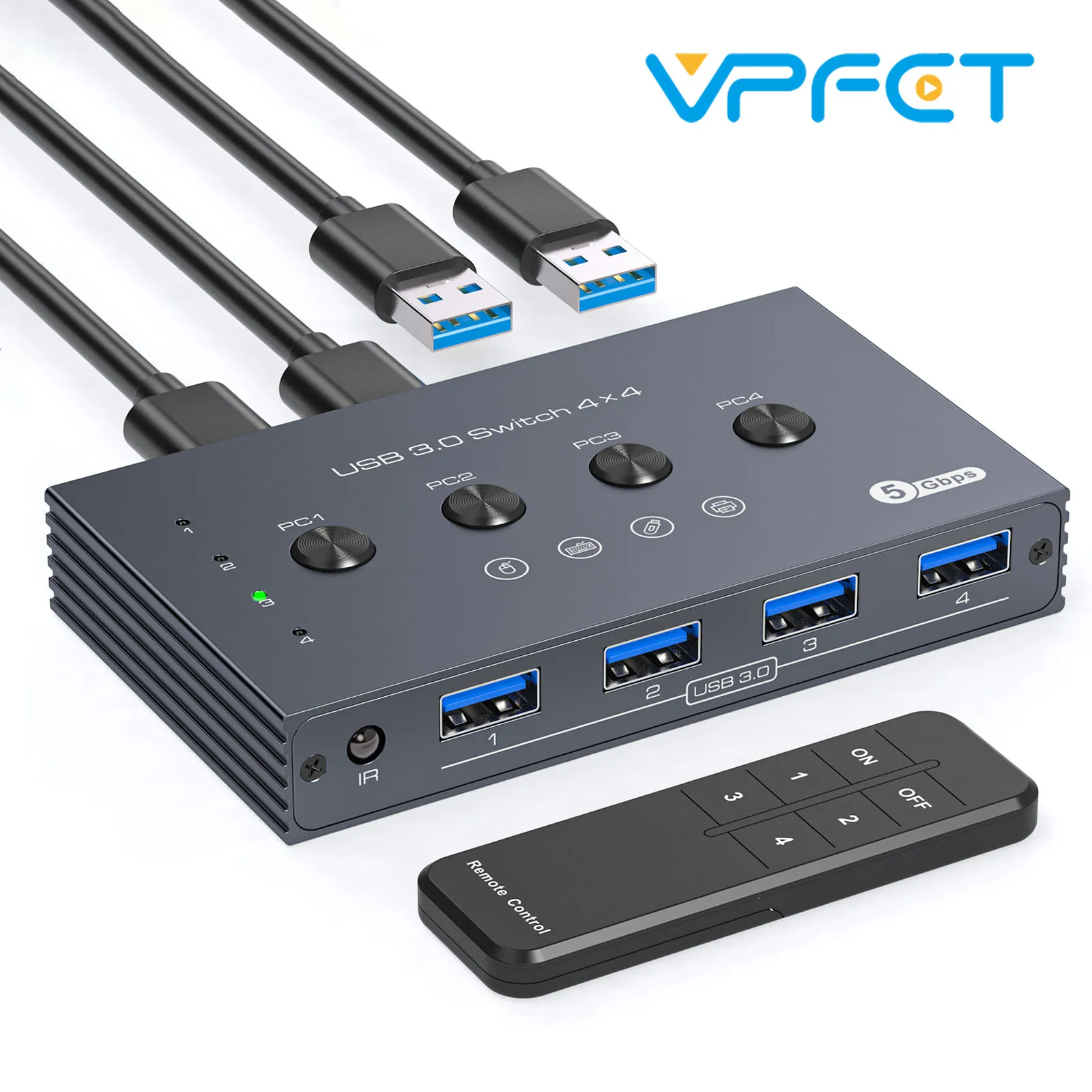 

USB3.0 Switcher KVM Shared Controller Adapter 5Gbps Rate Support Power Free Operation Fit Computer Mouse Keyboard USB Devices