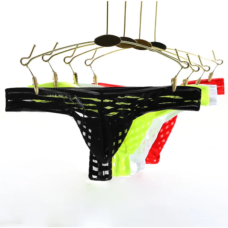 Men's T-back T-pants Transparent Fun Gays Hollow Low-waist Sexy Thin Mesh Temptation Pouch Briefs