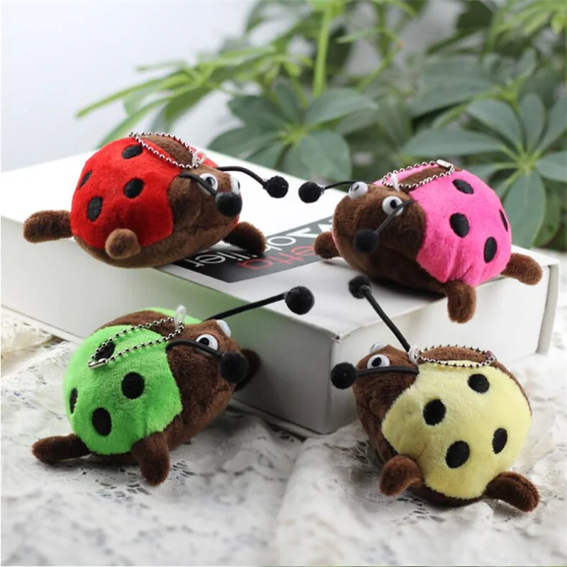 

Size 9Cm Cartoon Animal Plush Keychain Seven Star Ladybug Stuffed Small Toy Doll For Wedding Gifts 4 Colors Optional