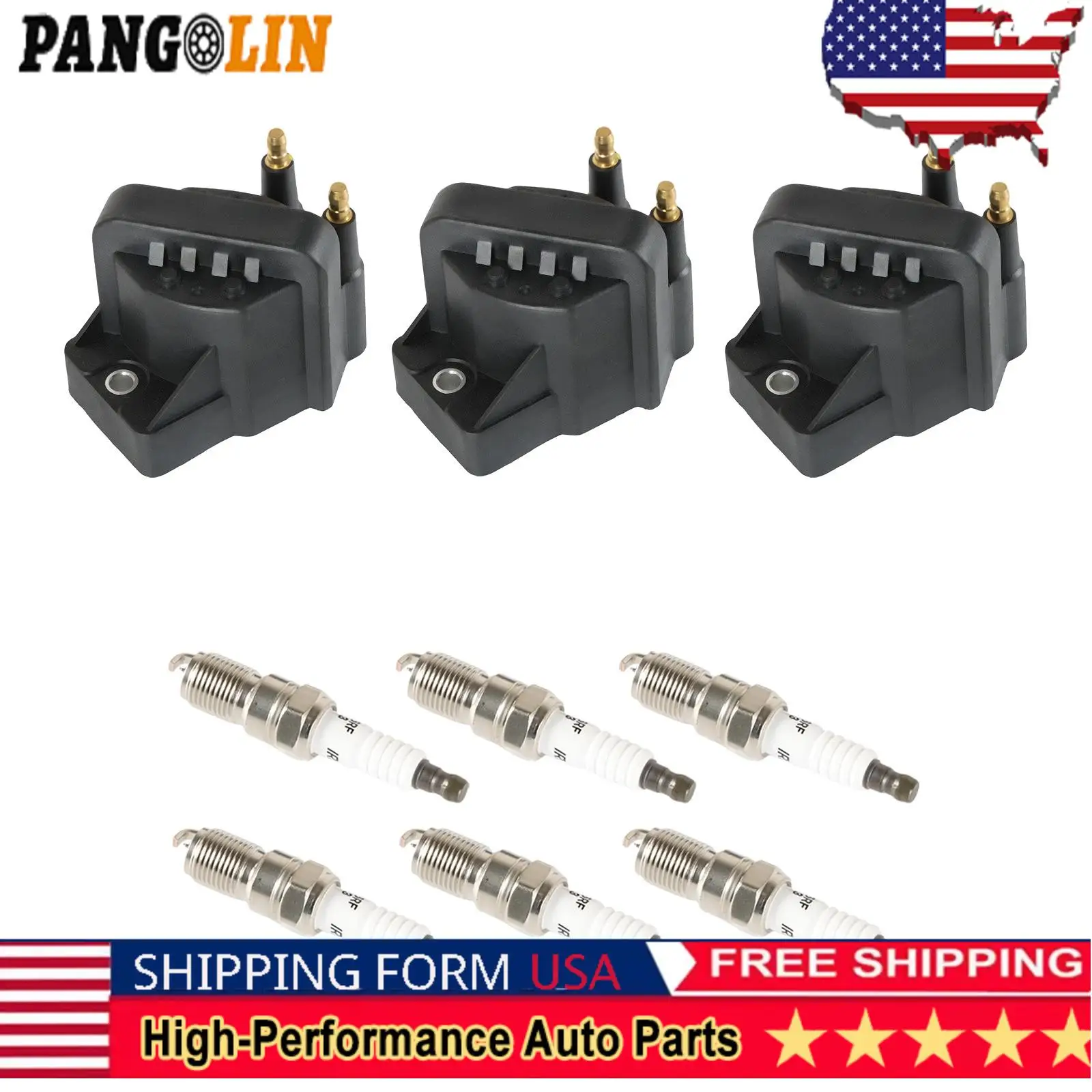 

PANGOLIN 3 шт. катушки зажигания + 6 шт. иридиевая свеча зажигания для Buick Allure DR39 + 3951 2005-2009 годов, автомобильная система подачи топлива