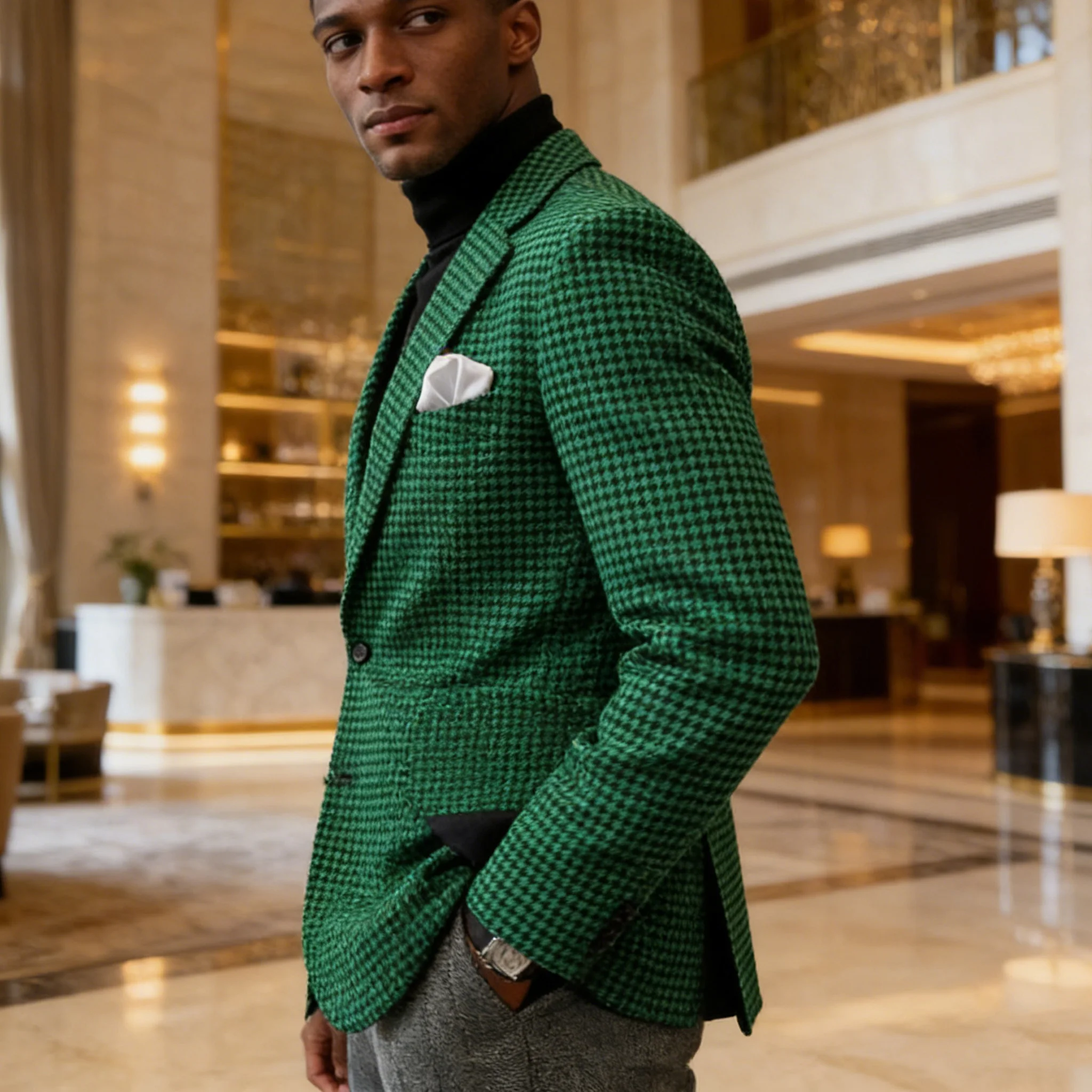 

Мужской пиджак из верблюжьего бархата с кожаными вставками, приталенный, для делового и повседневного стиля, двухцветный, костюмный, в стиле смокинг