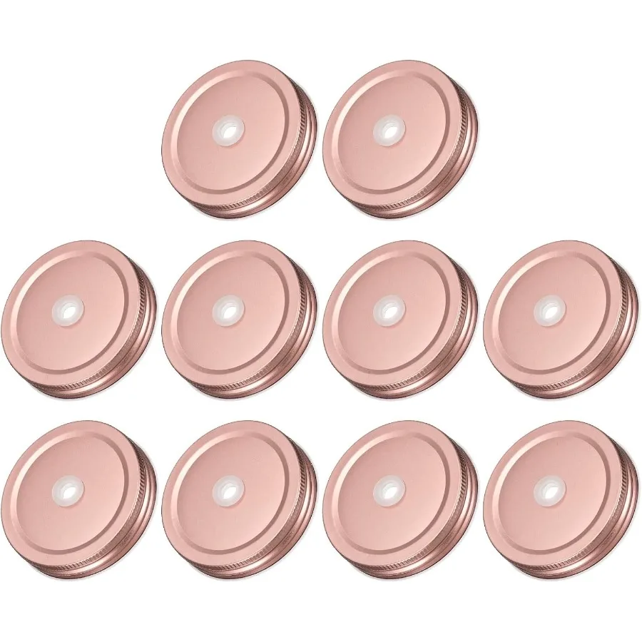 

Крышки для банок Мейсона с отверстием для соломинки 70 мм/2,76 дюйма, жестяная пластина с обычным горлышком, многоразовые колпачки для консервирующих банок, принадлежности для питья, роза