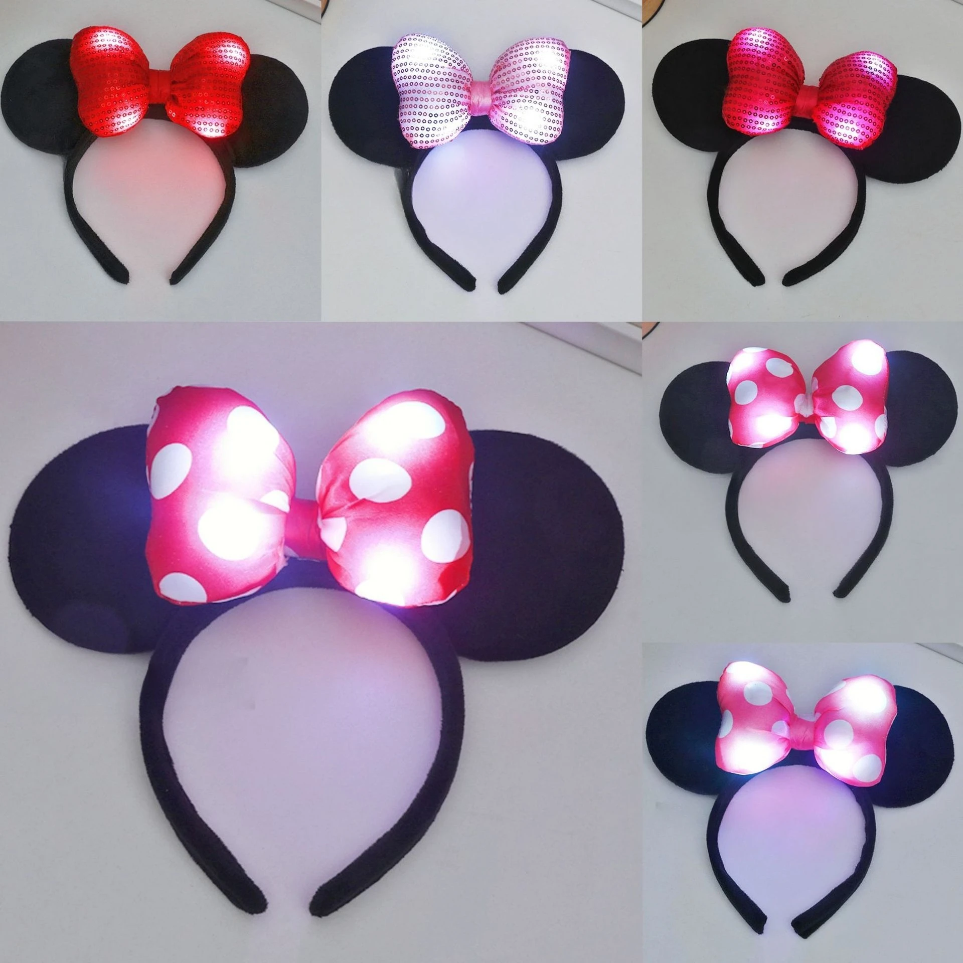 LED adorável grande orelha bowknot bandana LED para mulheres e crianças acessórios de presente de festa