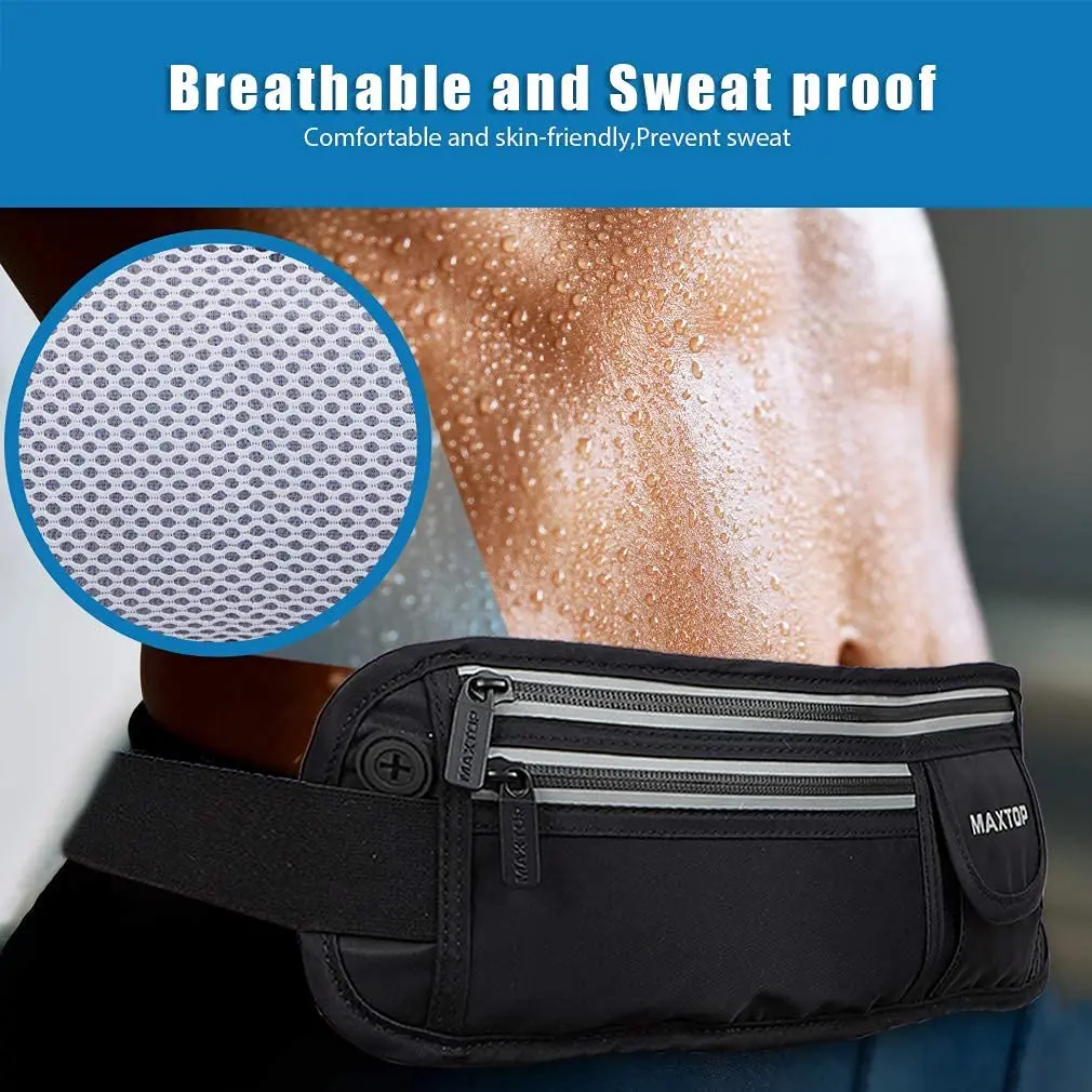 Riñonera deportiva negra para hombre y mujer, bolsa de cintura para correr, hacer ejercicio, gimnasio, caminar, senderismo, móvil, iPhone