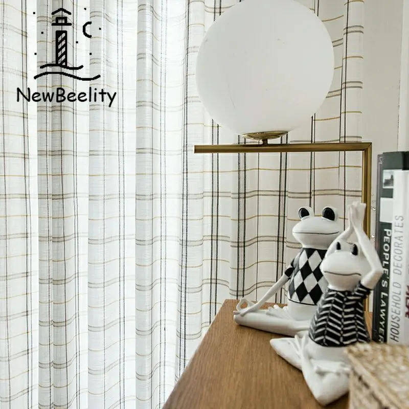 

Modern Curtains for Living Dining Room Bedroom Cotton and Linen Window Screen Lattice Light and Thin Section Impervious Tulle