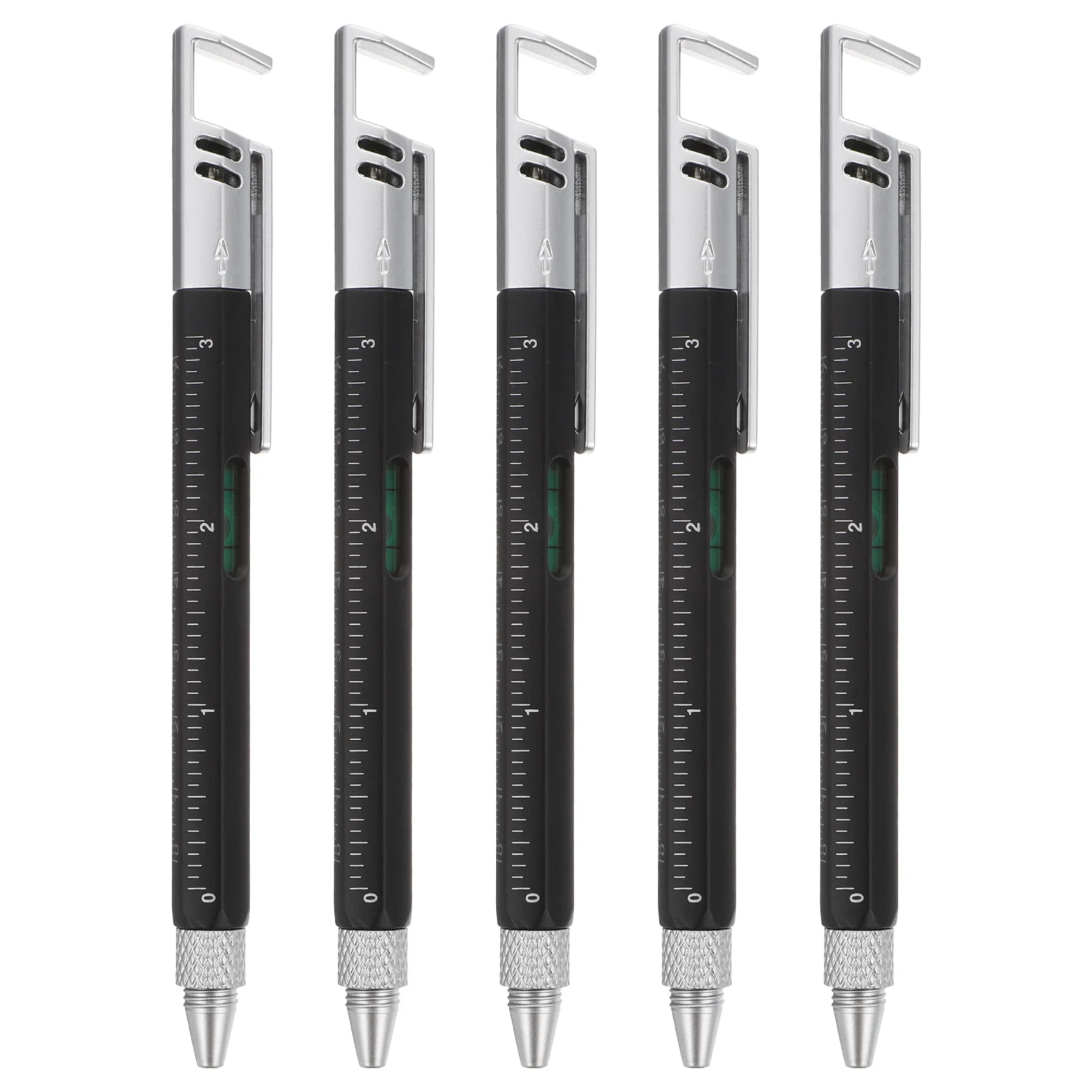 

5Pcs Screwdriver Multi-Function Tool Pens 6 in 1 Ballpoint Pens with Ruler Levelgauge for Home Repair Office Writing Gift