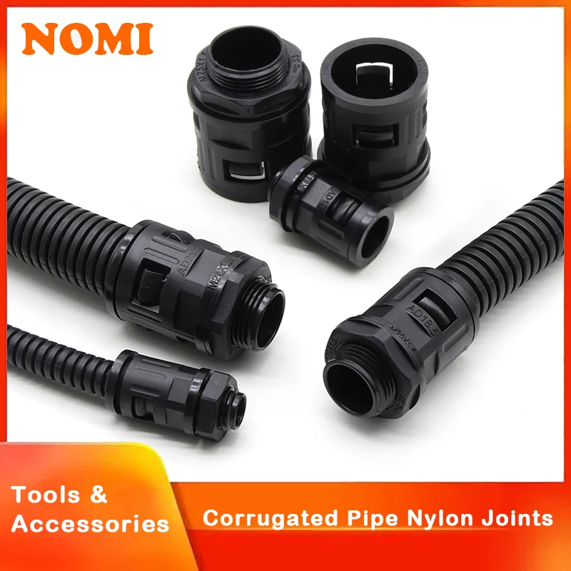 

End Fittings for PP Corrugated Pipe AD13 AD15.8 AD18.5 AD21.2 AD25 AD28.5 AD34.5 Plastic Bellows terminations Nylon Joints