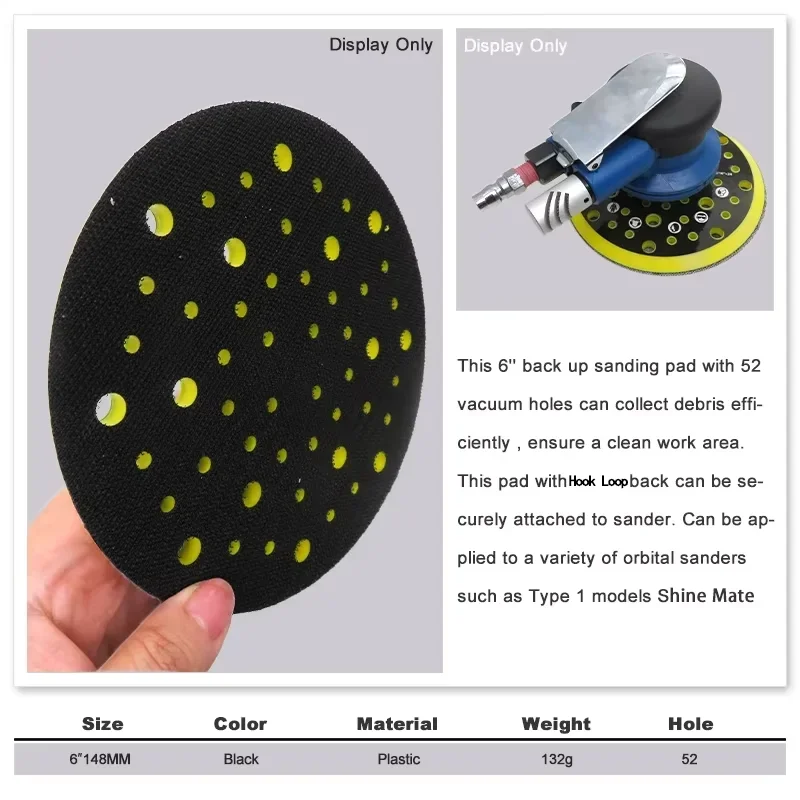 6" 52-Hole DA Sander Backing Pad Multi-Hole Sanding Backup Pad Random Orbital Sanding for Random Orbital Sanding Grinding sander view 6