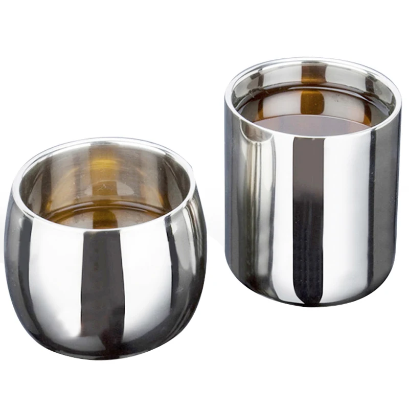 Stainless Steel Anti Scalding Water Cup Double Layer Heat Insulation Coffee Cup Drinkware Kitchen Drinkware 2pc/lot