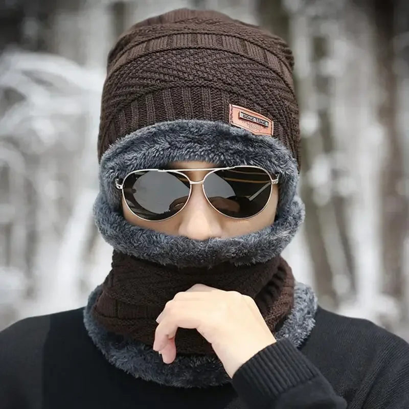 Chapéu de inverno e aquecedor de pescoço, gaiter de esqui de inverno, capa de pescoço de malha para clima frio, cachecol de inverno e chapéu à prova de vento, conjunto de luvas