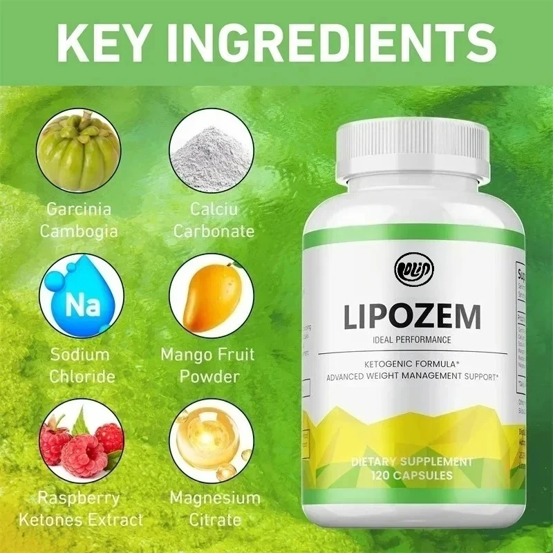 

Lipozem Capsules Weight Management Supplement Intestinal Health Metabolism Boost Fat Burning - 60 Vegetarian Capsules per Bottle