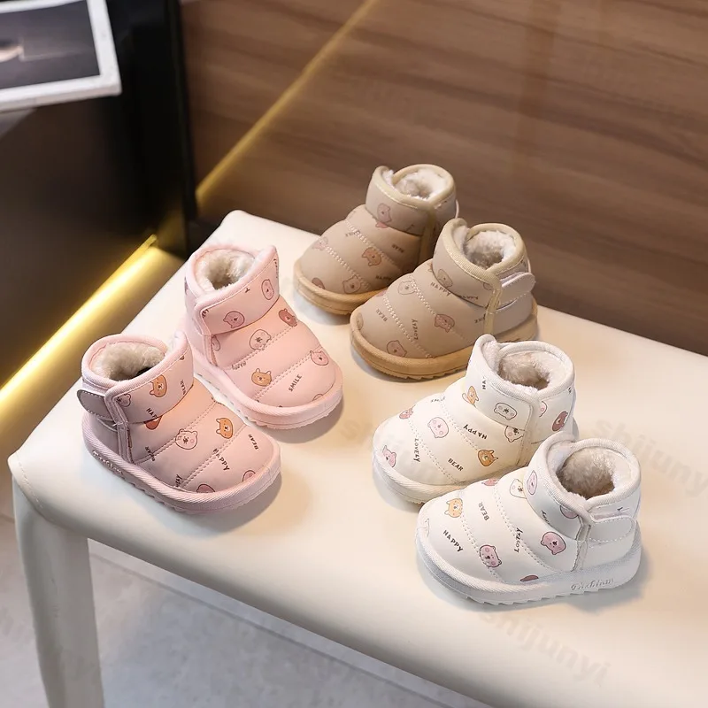

Winter Children Snow Boots Plush Warm Baby Fashion Platform Boy Girl Comfortable Non Slip Cold Proof Indoor Outdoor Cotton Shoes