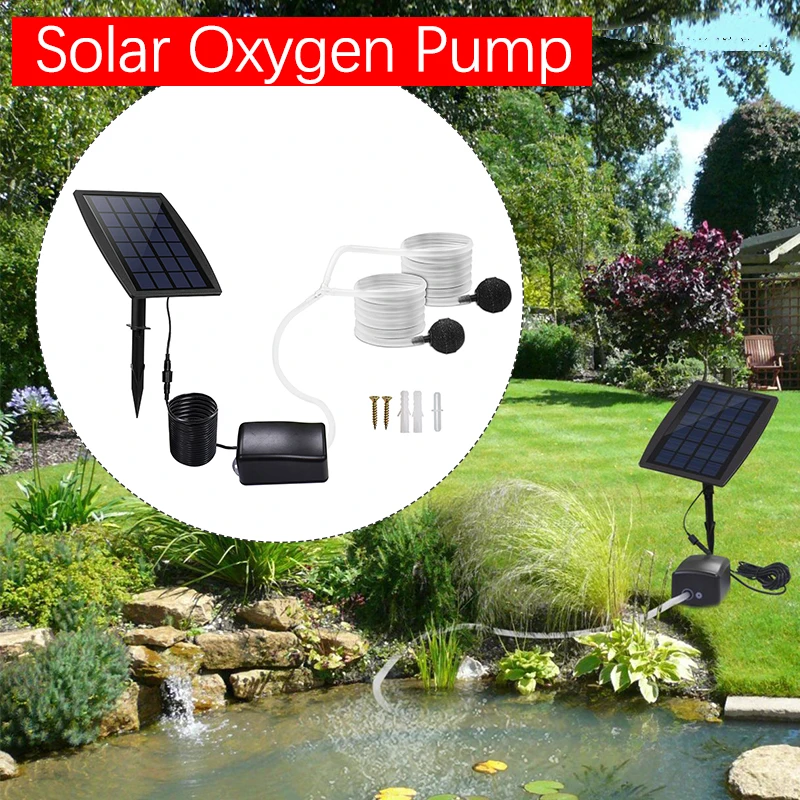 

Portable Solar Powered Oxygenator Fish Pond Aquarium Tank Waterproof Silent Air Pump Solar Air Pump Kit Garden Tool