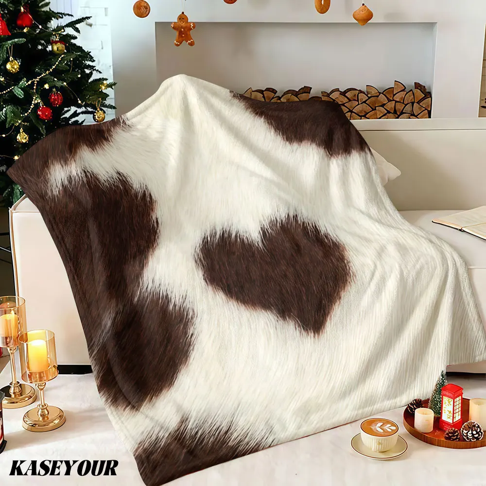 Couverture en flanelle douce et moelleuse à motif vache cœur, idéale pour l'hiver et l'été, pour canapé, cadeau idéal