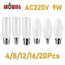 Bombilla Led T37 C37, 4/8/12/16/20 piezas, 9W, E27, E14, B22, CA de 220V, lámparas para decoración del hogar y la Oficina, iluminación para la habitación