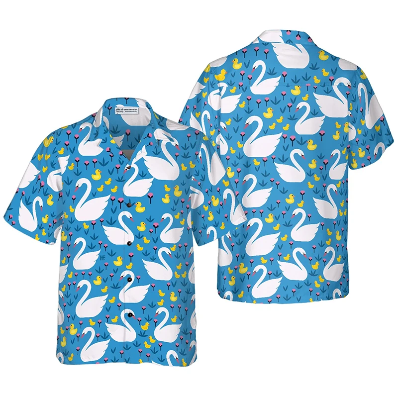 

Men's Shirt Summer Daily Trend Duck Graphic 3D Print Shirts Short Sleeve Tops Streetwear Loose Casual Hawaiian Men Women Blouse