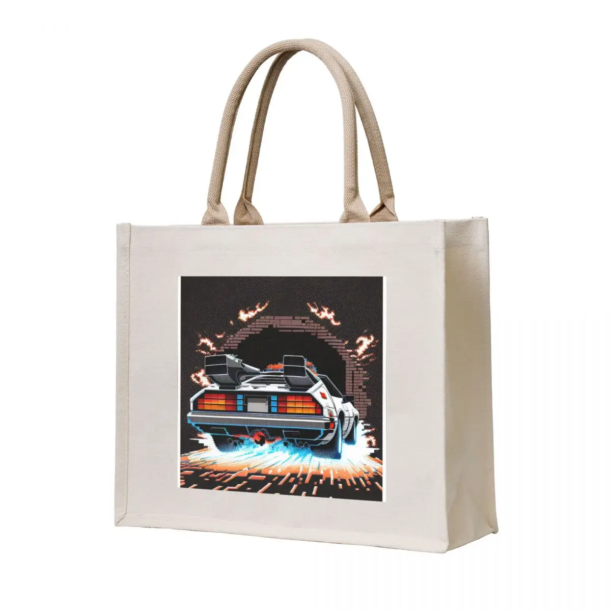 

Retro Time Machine Tote Bag tote bags aesthetic eco bag folding shopping cart bags Women bags