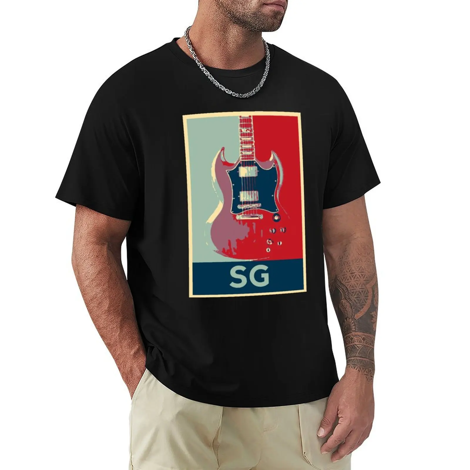 

SG electric guitar in poster style T-Shirt Plus Size Lightweight Top
