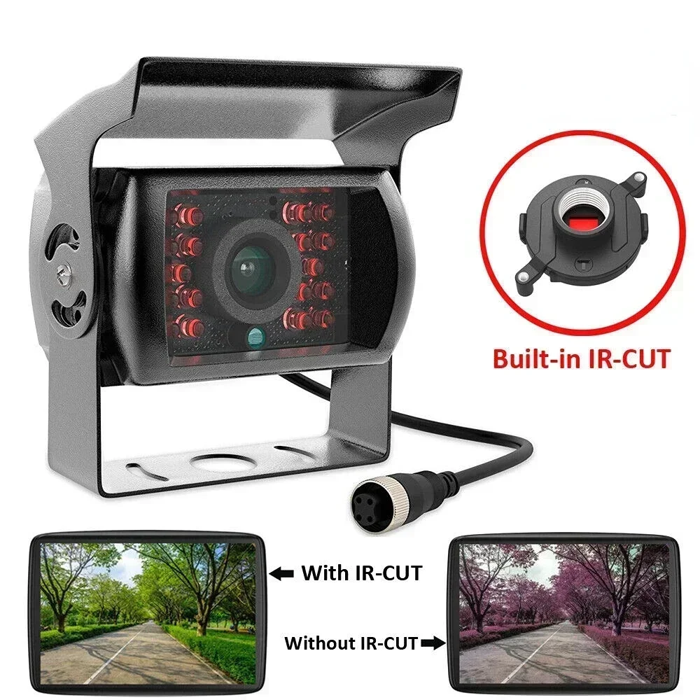 

Bileeko 4-контактная резервная камера заднего вида: CCD ИК ночного видения, водонепроницаемая для автобуса/грузовика/фургона/фургона