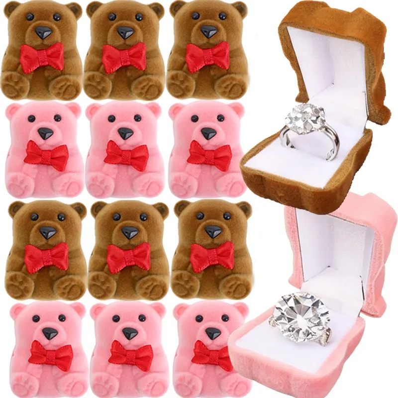 1-10 قطعة الدببة الضخمة صندوق خاتم علبة مجوهرات صغيرة الكورية لطيف هدية لعيد الحب اقتراح خاتم الزواج حامل المحمولة تخزين الهدايا #6